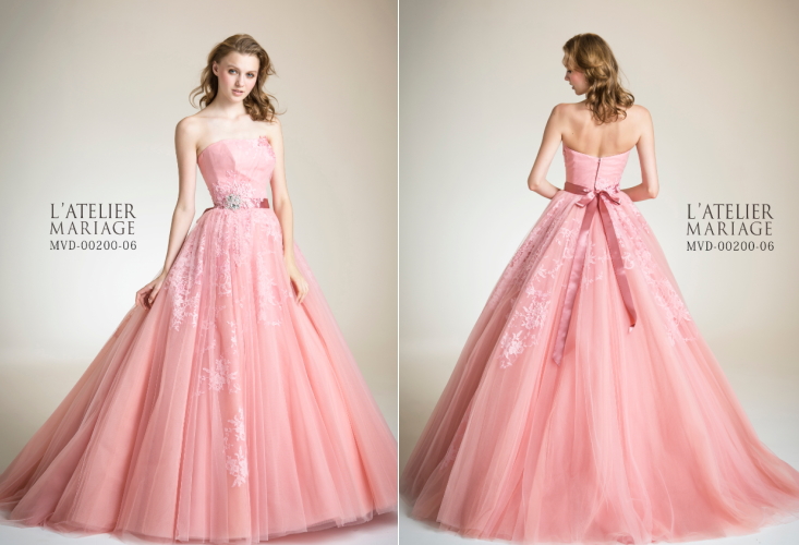 ローズピンクカラードレス ウェディング ウェディングドレス レンタル Tig Dress