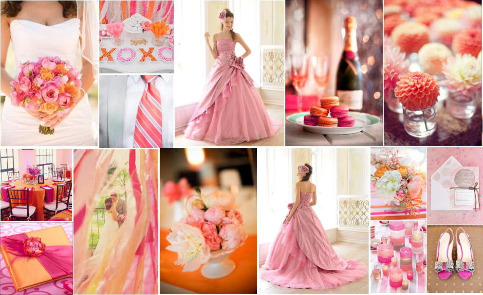 オレンジ X ピンク ウェディング 彡 ウェディングドレス レンタル Tig Dress