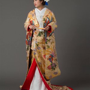 eふれんず◆色打掛　花嫁衣装　結婚式　ブライダル　唐織　金糸　正絹◆am2307 eふれんず◇色打掛 花嫁衣装 結婚式 ブライダル 唐織 金糸 正絹