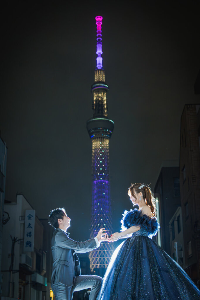 TIGスタジオ撮影 フォトウエディング B プロ スタジオフォトPLAN　+スカイツリー背景撮影